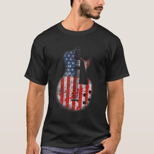 Noodlijdende gitaren  Amerikaanse vlaggengitaar T-shirt (Voorkant)