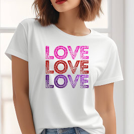 Noodlijdende Glitter Love Valentijnsdag T-shirt