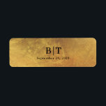 Noodlijdende Gouden Monogram Bruiloft Sigaar Band  Etiket<br><div class="desc">Dit eenvoudige en elegante labelontwerp is gemaakt om te gebruiken als een aangepaste sigarenband voor een bruiloft, jubileum of verlovingsfeest. Het heeft een gepolijste gepolijste gouden achtergrond met een look en een elegante zwarte tekst sjabloon om te personaliseren met de bruid en bruidegom monogram initialen en hun trouwdatum. Dit label...</div>