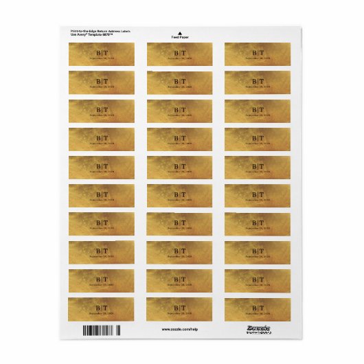Noodlijdende Gouden Monogram Bruiloft Sigaar Band  Etiket (Full Sheet)