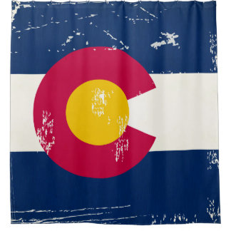 Noodlijdende Grunge Colorado Staat Vlag Douchegordijn