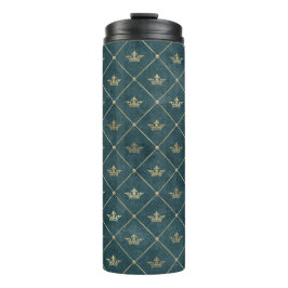 Noodlijdende Grunge Gouden Kroon Lattice Patroon Thermosbeker