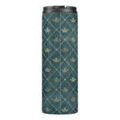 Noodlijdende Grunge Gouden Kroon Lattice Patroon Thermosbeker (Achterkant)