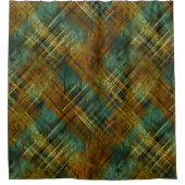 Noodlijdende herfst Tartan Check Pistache Band Douchegordijn (Voorkant)