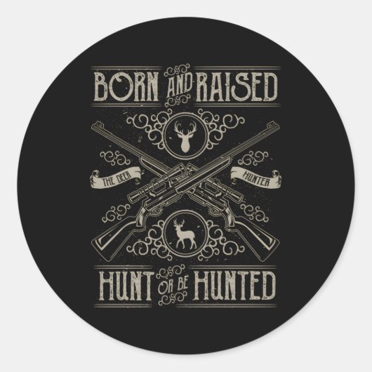 Noodlijdende hertenjager geweer jacht ronde sticker (Voorkant)