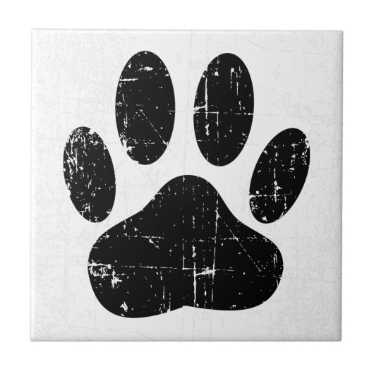 Noodlijdende hond Pawprint Tegeltje (Voorkant)