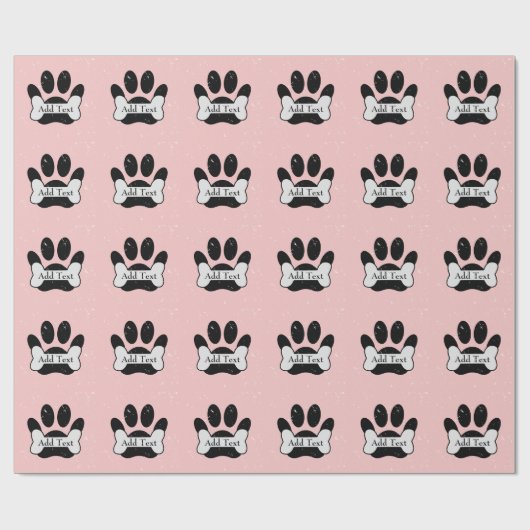Noodlijdende hondenpootafdruk en bot op Baby roze Cadeaupapier (Vlak)