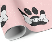 Noodlijdende hondenpootafdruk en bot op Baby roze Cadeaupapier (Rol Hoek)