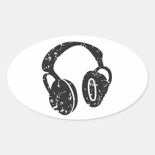 Noodlijdende hoofdtelefoon ovale sticker (Voorkant)