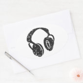 Noodlijdende hoofdtelefoon ovale sticker (Envelop)