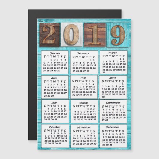 Noodlijdende Hout 2019 Kalender Magnetische Uitnodiging (Voorkant / Achterkant)