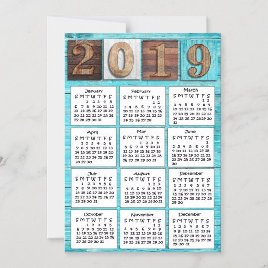 Noodlijdende Hout 2019 Kalender Magnetische Uitnodiging (Voorkant)