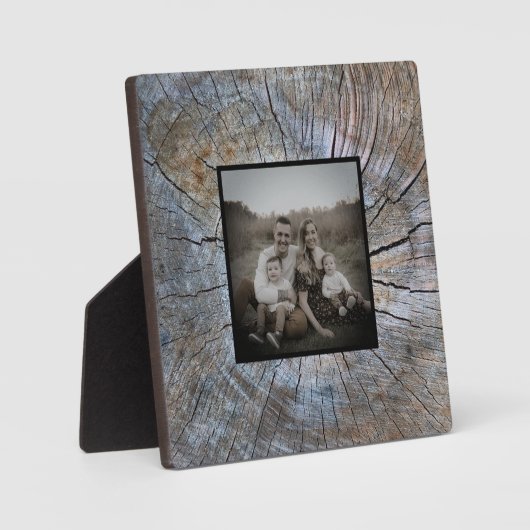 Noodlijdende houtnerf rustiek boomringpatroon fotoplaat (Voorkant)