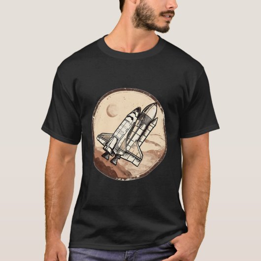 Noodlijdende illustratie van een ruimteraketschip t-shirt (Voorkant)