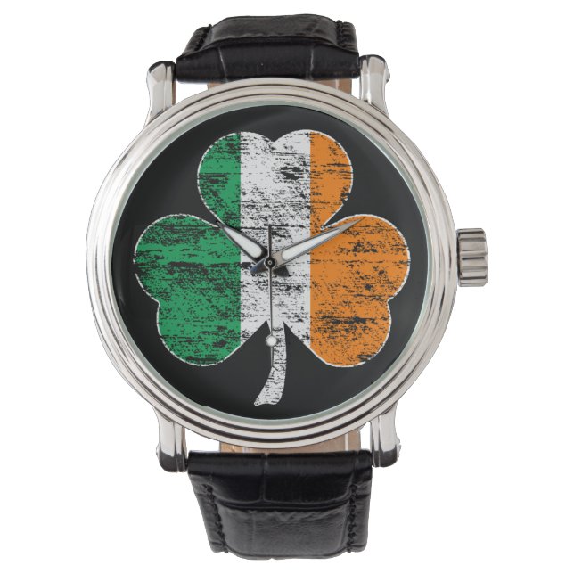  noodlijdende Irish Flag Shamrock Watch Horloge (Voorkant)