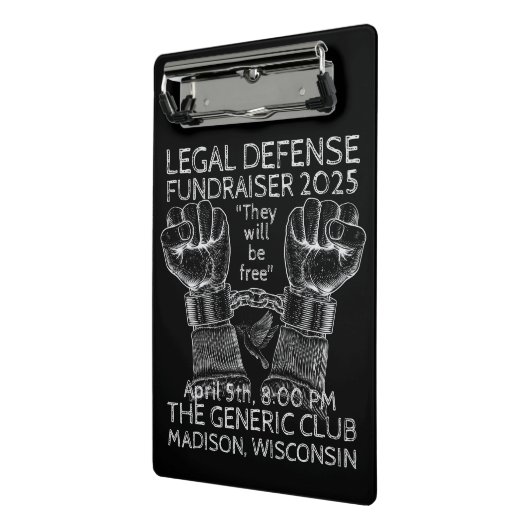 "Noodlijdende" juridische verdediging fondsenwervi Mini Klembord (Angled2)