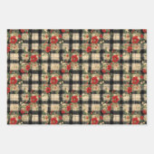 Noodlijdende Kerst Plaid Florals Zwart Rood Beige Inpakpapier Vel (Voorkant 2)
