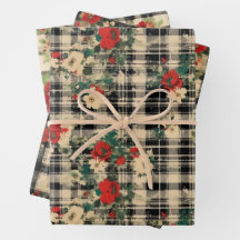 Noodlijdende Kerst Plaid Florals Zwart Rood Beige
