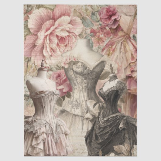 Noodlijdende  Kleding Collage & Roze Rozen Tissuepapier (Voorkant)