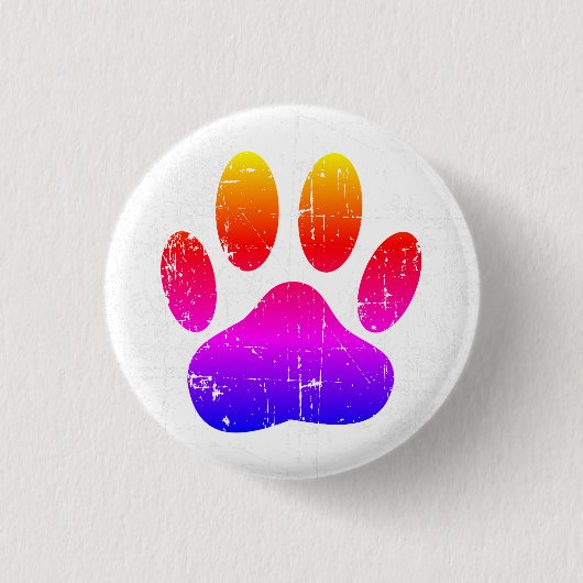 Noodlijdende Kleurrijke Hond Pawprint Ronde Button 3,2 Cm (Voorkant)
