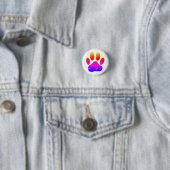 Noodlijdende Kleurrijke Hond Pawprint Ronde Button 3,2 Cm (In situ)