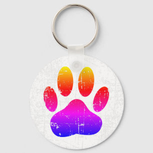 Noodlijdende Kleurrijke Hond Pawprint Sleutelhanger