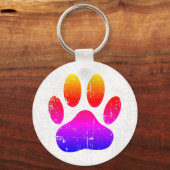 Noodlijdende Kleurrijke Hond Pawprint Sleutelhanger (Voorkant)