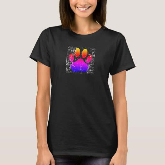 Noodlijdende Kleurrijke Hond Pawprint T-shirt (Voorkant)