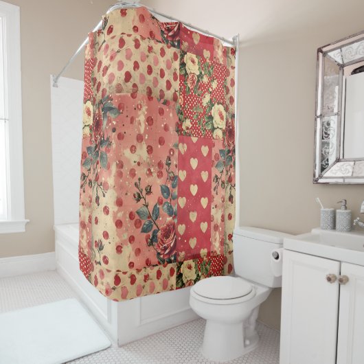 Noodlijdende Look Shabby Chic Floral Douchegordijn (In situ)
