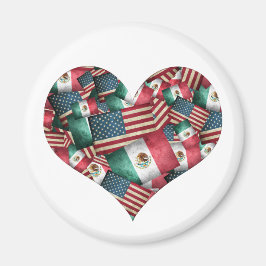 Noodlijdende Mexicaanse/Amerikaanse vlaggen - Hart Magneet