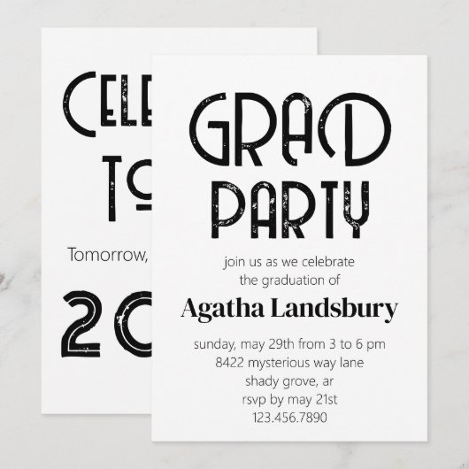 Noodlijdende moderne middelbare school afstudeerfe kaart (Voorkant / Achterkant)