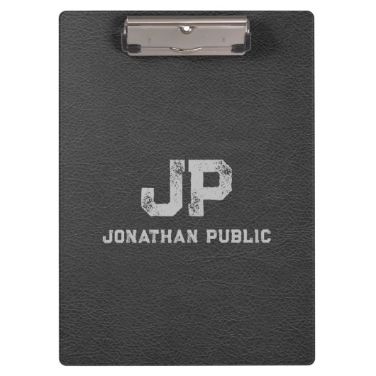 Noodlijdende naam Monogram Initiaal Leather Look Klembord (Voorkant)