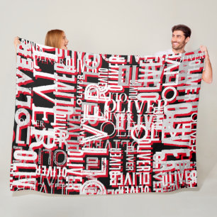 Noodlijdende namen repliceerden moderne typografie fleece deken
