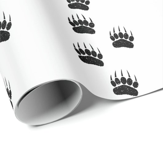 Noodlijdende oude papieren print zwart Beren poten Cadeaupapier (Rol Hoek)