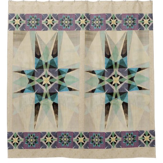 Noodlijdende Perzische Ster Waterverf Kaleidescope Douchegordijn (Voorkant)