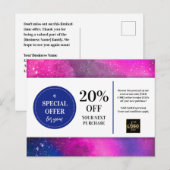 Noodlijdende Pink Magenta Waterverf Coupon Korting Briefkaart (Voorkant / Achterkant)