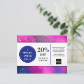 Noodlijdende Pink Magenta Waterverf Coupon Korting Briefkaart (Staand voorkant)