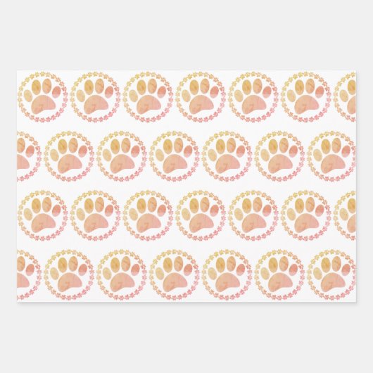 Noodlijdende poot en ronde Lijst hondenprint Inpakpapier Vel (Voorkant 3)