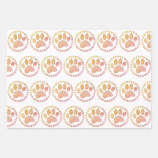 Noodlijdende poot en ronde Lijst hondenprint Inpakpapier Vel (Voorkant)