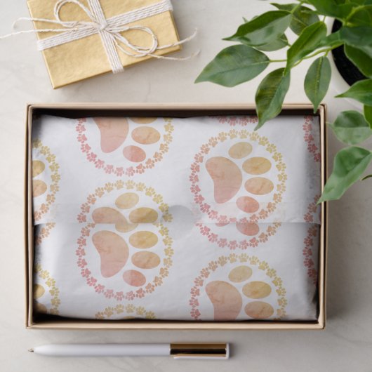 Noodlijdende poot en ronde Lijst hondenprint Tissuepapier (Geschenk)