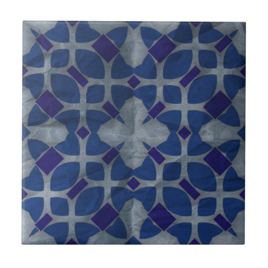 Noodlijdende Portugese Azulejo Blauw Grijs Mozaïek Tegeltje (Voorkant)