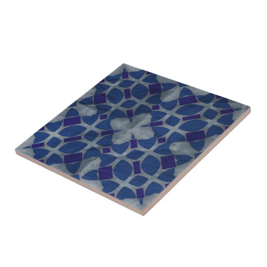 Noodlijdende Portugese Azulejo Blauw Grijs Mozaïek Tegeltje (Zijkant)