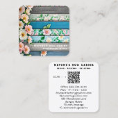 *~* Noodlijdende QR AP49 Bloemen Pastel Hout Vierkante Visitekaartje (Voorkant / Achterkant)