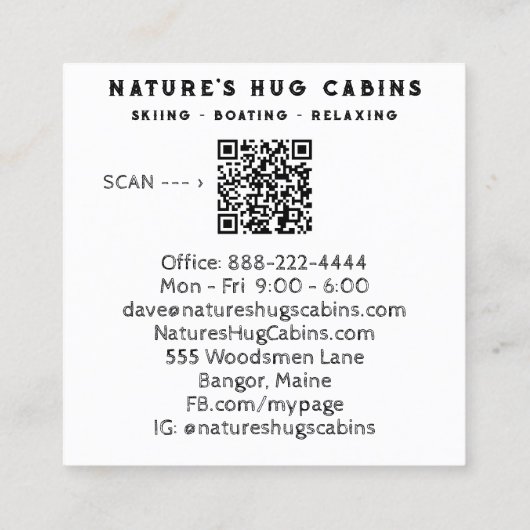 *~* Noodlijdende QR AP49 Mason Jar Vierkante Visitekaartje (Achterkant)