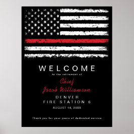 Noodlijdende Red Thin Line Amerikaanse vlag pensio Poster