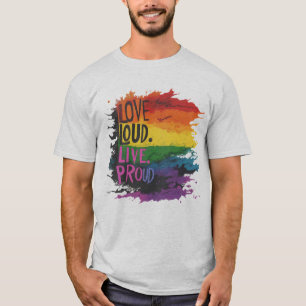 Noodlijdende regenboog vlag liefde luid live trots t-shirt