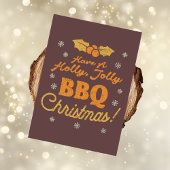 Noodlijdende Retro BBQ Kerstgroet : Maroon Feestdagenkaart