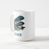 Noodlijdende Retro  Biplane Illustratie Koffiemok (Voorkant links)