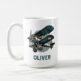 Noodlijdende Retro  Biplane Illustratie Koffiemok