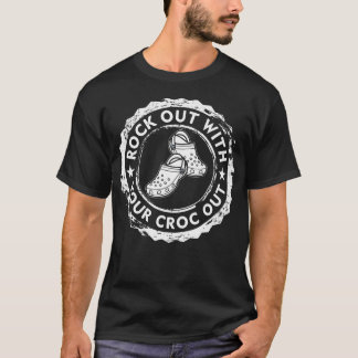 Noodlijdende retro rock out met je Croc Out verple T-shirt